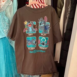 Disney Brown Short Sleeve Stitch 'Eat Play Sleep Repeat' Graphic Tee
